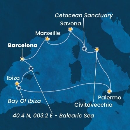 Španělsko, Itálie, Francie z Barcelony na lodi Costa Toscana