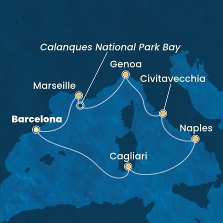 Španělsko, Itálie, Francie z Barcelony na lodi Costa Toscana