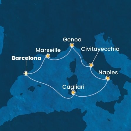Španělsko, Itálie, Francie z Barcelony na lodi Costa Toscana