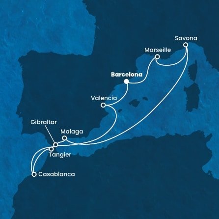 Španělsko, Francie, Itálie, Maroko, Velká Británie z Barcelony na lodi Costa Fortuna