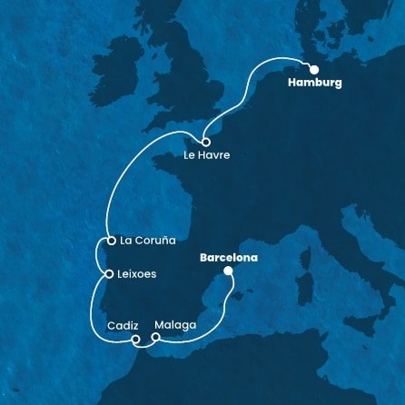 Španělsko, Portugalsko, Francie, Německo z Barcelony na lodi Costa Favolosa
