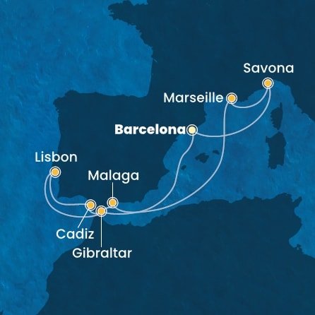 Španělsko, Velká Británie, Portugalsko, Francie, Itálie z Barcelony na lodi Costa Pacifica