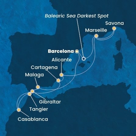 Španělsko, Maroko, Velká Británie, Francie, Itálie z Barcelony na lodi Costa Pacifica