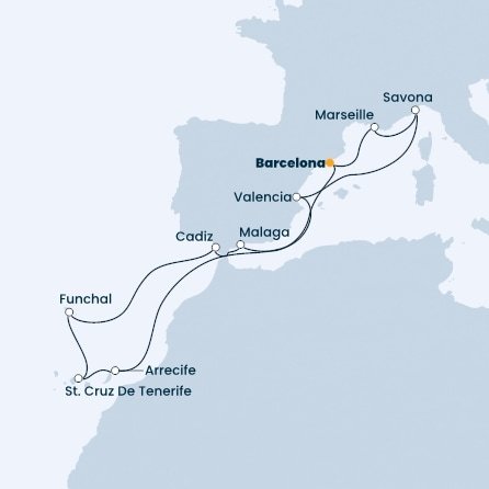 Španělsko, Francie, Itálie, Portugalsko z Barcelony na lodi Costa Diadema