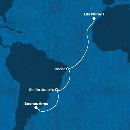 Argentina, Brazílie, Španělsko z Buenos Aires na lodi Costa Fascinosa