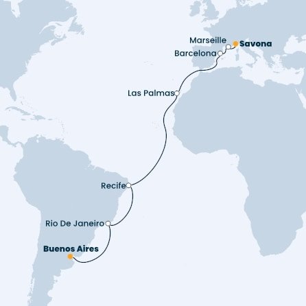 Argentina, Brazílie, Španělsko, Francie, Itálie z Buenos Aires na lodi Costa Fascinosa