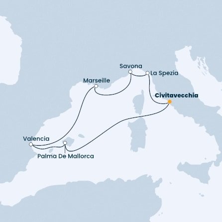 Itálie, Španělsko, Francie z Civitavecchia na lodi Costa Diadema