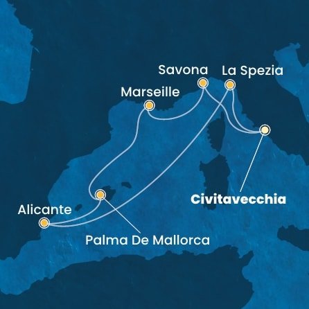Itálie, Francie, Španělsko z Civitavecchia na lodi Costa Pacifica