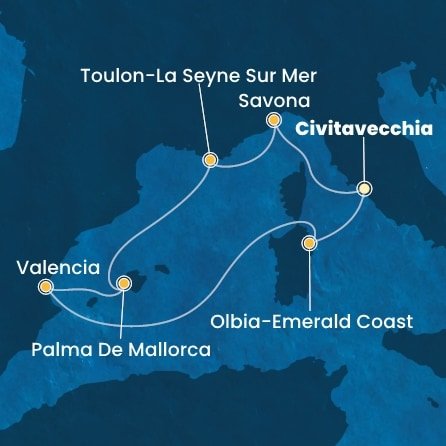 Itálie, Francie, Španělsko z Civitavecchia na lodi Costa Pacifica