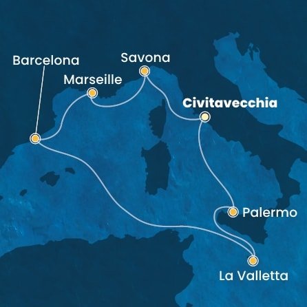 Itálie, Francie, Španělsko, Malta z Civitavecchia na lodi Costa Pacifica
