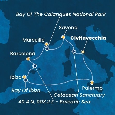 Itálie, Francie, Španělsko z Civitavecchia na lodi Costa Toscana