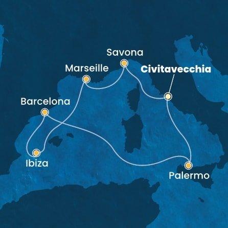 Itálie, Francie, Španělsko z Civitavecchia na lodi Costa Smeralda