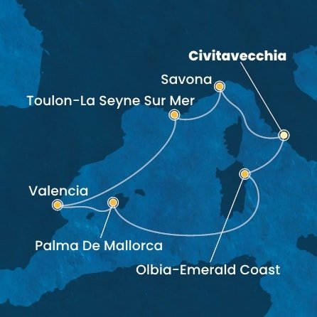 Itálie, Francie, Španělsko z Civitavecchia na lodi Costa Pacifica