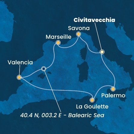Itálie, Francie, Španělsko, Tunisko z Civitavecchia na lodi Costa Pacifica