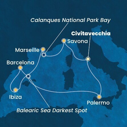 Itálie, Francie, Španělsko z Civitavecchia na lodi Costa Smeralda