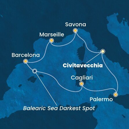 Itálie, Francie, Španělsko z Civitavecchia na lodi Costa Smeralda