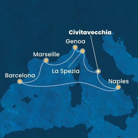 Itálie, Francie, Španělsko z Civitavecchia na lodi Costa Toscana