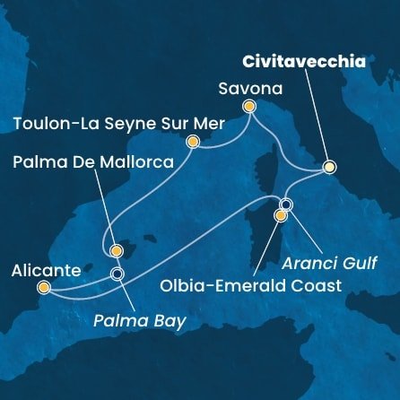 Itálie, Francie, Španělsko z Civitavecchia na lodi Costa Pacifica