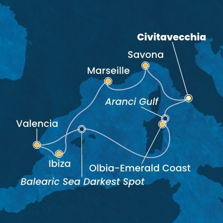 Itálie, Francie, Španělsko z Civitavecchia na lodi Costa Pacifica