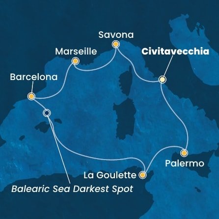 Itálie, Francie, Španělsko, Tunisko z Civitavecchia na lodi Costa Pacifica