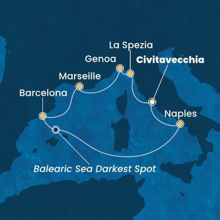 Itálie, Francie, Španělsko z Civitavecchia na lodi Costa Toscana