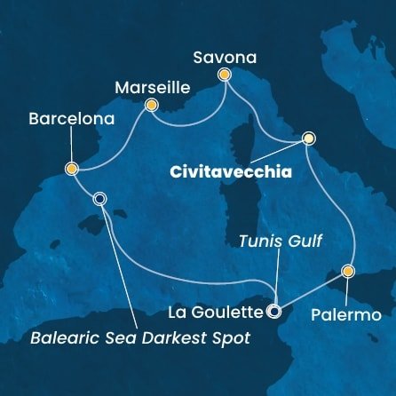 Itálie, Francie, Španělsko, Tunisko z Civitavecchia na lodi Costa Smeralda Itálie, Francie, Španělsko, Tunisko z Civitavecchia na lodi Costa Smeralda