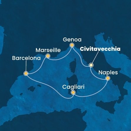 Itálie, Francie, Španělsko z Civitavecchia na lodi Costa Toscana