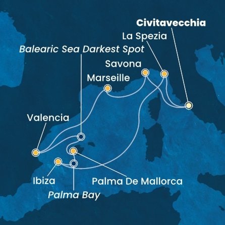 Itálie, Francie, Španělsko z Civitavecchia na lodi Costa Pacifica