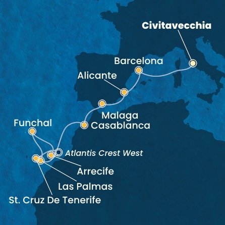 Itálie, Španělsko, Maroko, Portugalsko z Civitavecchia na lodi Costa Pacifica