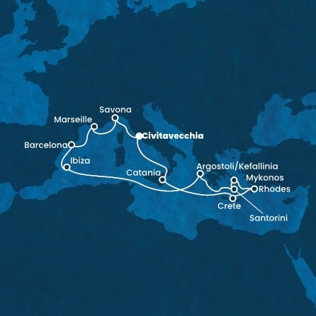 Itálie, Řecko, Španělsko, Francie z Civitavecchia na lodi Costa Fortuna