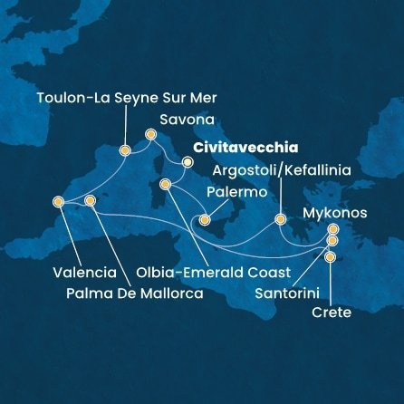 Itálie, Francie, Španělsko, Řecko z Civitavecchia na lodi Costa Pacifica