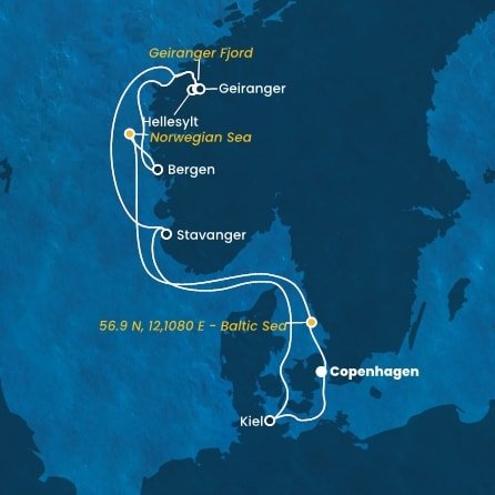 Dánsko, , Norsko, Německo z Kodaně na lodi Costa Diadema