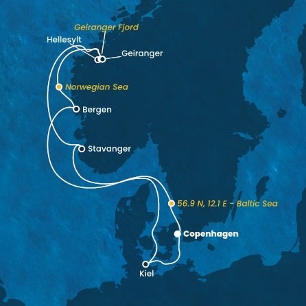 Dánsko, , Norsko, Německo z Kodaně na lodi Costa Diadema