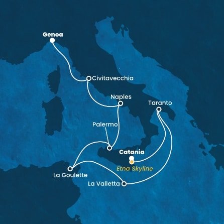 Itálie, , Malta, Tunisko z Katánie na lodi Costa Fascinosa
