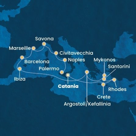 Itálie, Řecko, Španělsko, Francie z Katánie na lodi Costa Fascinosa