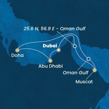 Spojené arabské emiráty, Omán, , Katar z Dubaje na lodi Costa Toscana