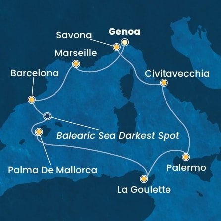 Itálie, Francie, Španělsko, Tunisko z Janova na lodi Costa Toscana