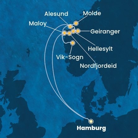 Německo, Norsko z Hamburku na lodi Costa Favolosa