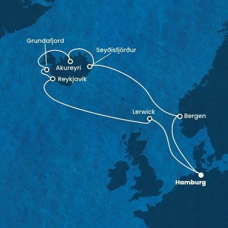 Německo, Velká Británie, Island, Norsko z Hamburku na lodi Costa Favolosa