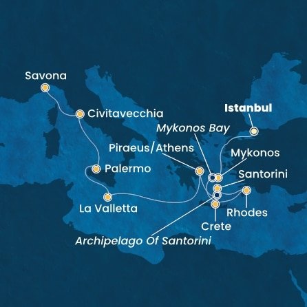 Turecko, Řecko, Malta, Itálie z Istanbulu na lodi Costa Fortuna