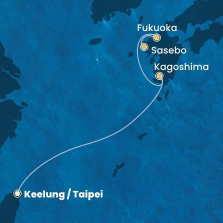 Tchaj-wan, Japonsko z Keelungu (Taipeje) na lodi Costa Serena