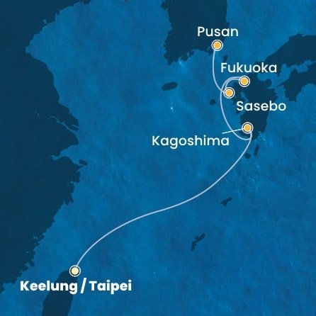 Tchaj-wan, Japonsko, Jižní Korea z Keelungu (Taipeje) na lodi Costa Serena