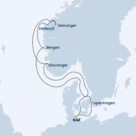 Německo, Dánsko, Norsko z Kielu na lodi Costa Diadema