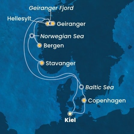 Německo, Dánsko, Norsko z Kielu na lodi Costa Diadema