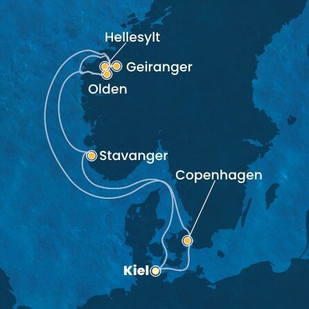 Německo, Dánsko, Norsko z Kielu na lodi Costa Diadema