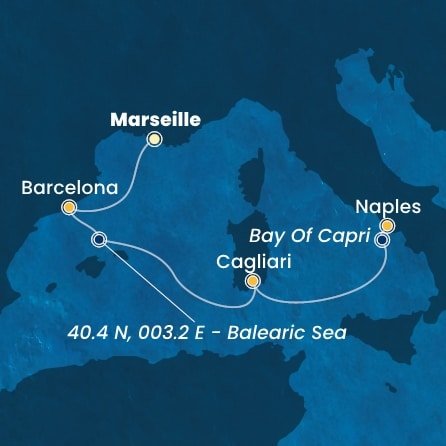 Francie, Španělsko, Itálie z Marseille na lodi Costa Smeralda
