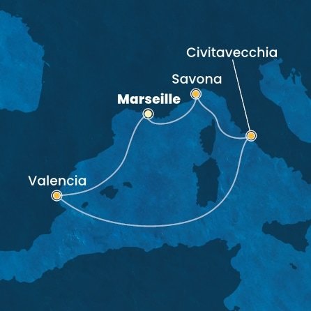 Francie, Španělsko, Itálie z Marseille na lodi Costa Pacifica