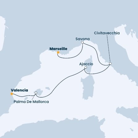 Francie, Itálie, Španělsko z Marseille na lodi Costa Diadema