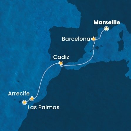 Francie, Španělsko z Marseille na lodi Costa Pacifica