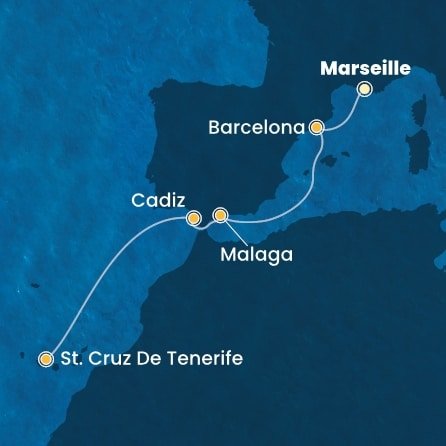 Francie, Španělsko z Marseille na lodi Costa Smeralda